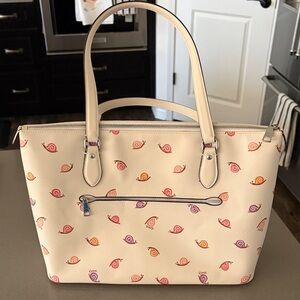 Coach Cream Multicolor Snail Print Tote